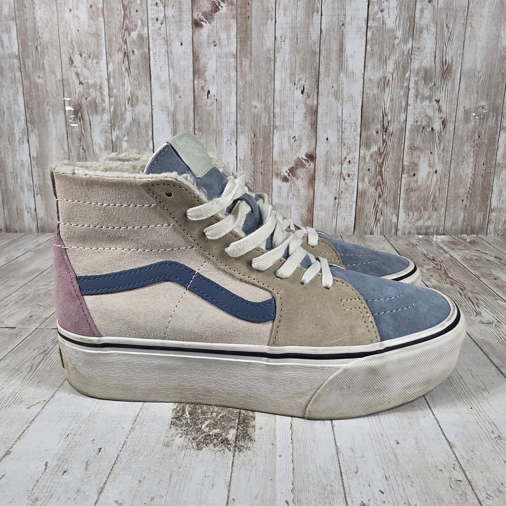 Vans‎ Sk8-Hi Platform 2.0 Multi Suede Faux Fur High Top Sneakers Womens 8.5
